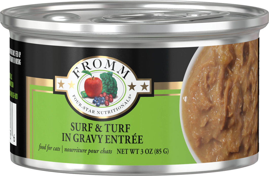 Fromm Wet Cat Food Four-Star Shredded Surf & Turf 3oz Can Single