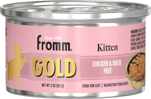 Fromm Wet Cat Food Gold Kitten Chicken & Duck Pate 3oz Can Single