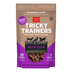 Cloud Star Dog Treats Tricky Trainers Soft & Chewy Chicken Liver 5oz Bag