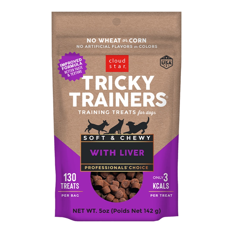 Cloud Star Dog Treats Tricky Trainers Soft & Chewy Chicken Liver 5oz Bag