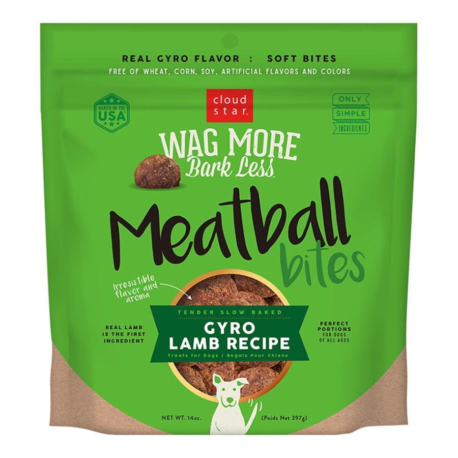 Cloud Star Wag More Bark Less Grain-Free Meatball Bites for Dogs Gyro Lamb 14oz Bag
