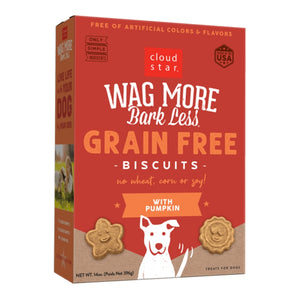 Cloud Star Wag More Bark Less Grain-Free Oven-Baked Biscuits Pumpkin 14oz Box