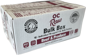 OC Raw Frozen Dog Food Patties Beef & Produce 18lb Bulk Box