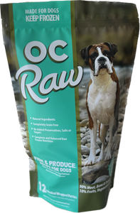 OC Raw Frozen Dog Food Patties Fish & Produce 6lb Bag