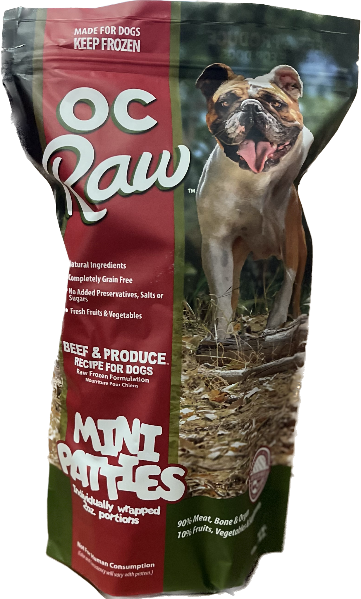 OC Raw Frozen Dog Food Sliders Beef & Produce 4lb Bag – The Green Spot ...