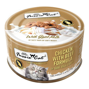 Fussie Cat Wet Cat Food Grain Free Super Premium Chicken with Beef Formula in Goat Milk Gravy 2.47oz Can Single