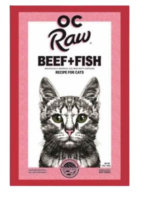 OC Raw Frozen Cat Food Patties Beef 2lb Bag