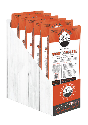 Oma's Pride Frozen Raw Woof Complete Canine Beef Recipe 1lb Block