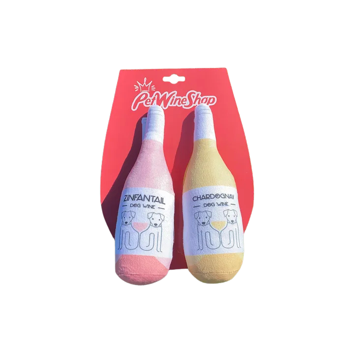 PetWineShop Chardognay + Zinfantail Anise Plush Series Dog Wine Chew Toy 2pk