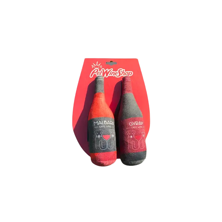 PetWineShop Malbark + Gyrah Anise Plush Series Dog Wine Chew Toy 2pk