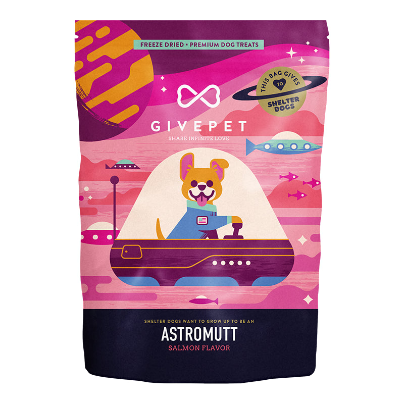 GivePet Freeze-Dried Dog Treats - Astro Mutt Salmon 3oz bag