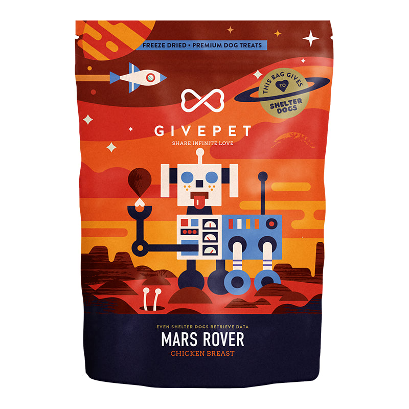 GivePet Freeze-Dried Dog Treats - Mars Rover Chicken Breast 3oz bag