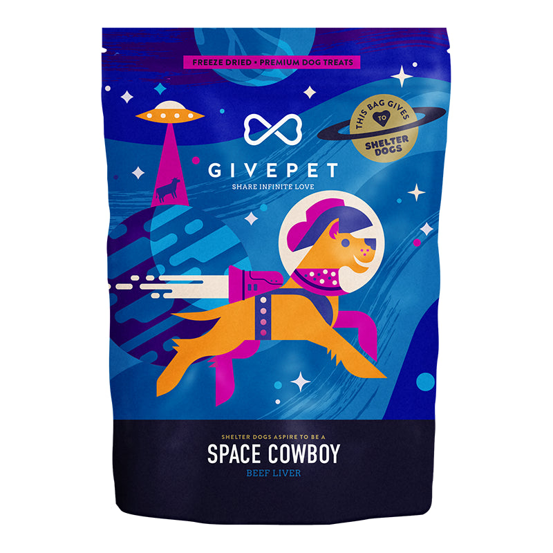 GivePet Freeze-Dried Dog Treats - Space Cowboy Beef Liver 3oz bag