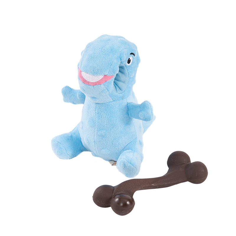 Territory 2-In-1 Dog Toy - Chew Bone & Plush Dino 6