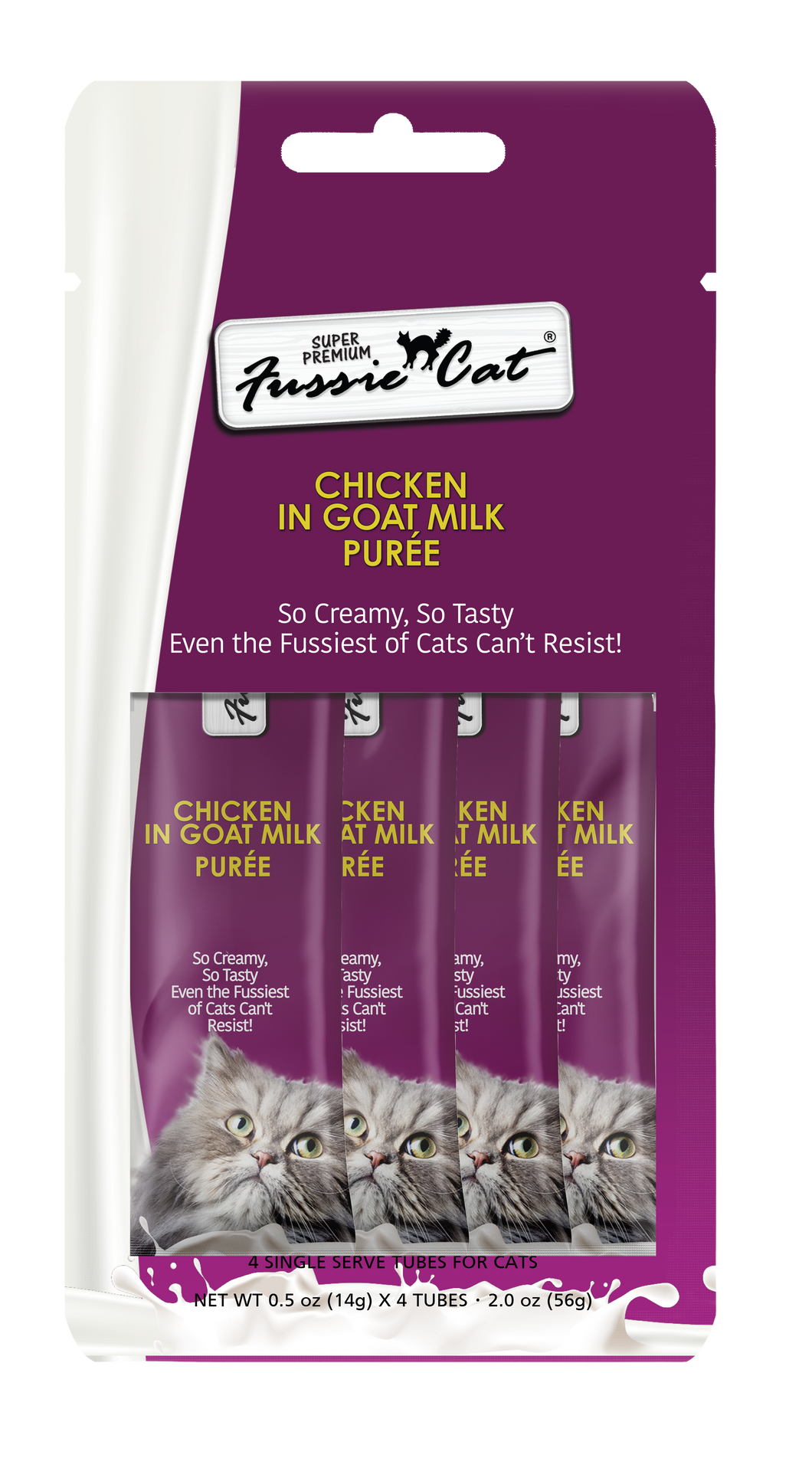 Fussie Cat Goat Milk Purée - Chicken 4pk 2oz Bag
