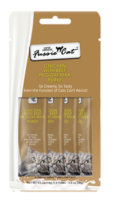 Fussie Cat Goat Milk Purée - Chicken with Beef 4pk 2oz Bag