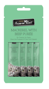 Fussie Cat Purée - Mackerel with Beef 4pk 2oz Bag
