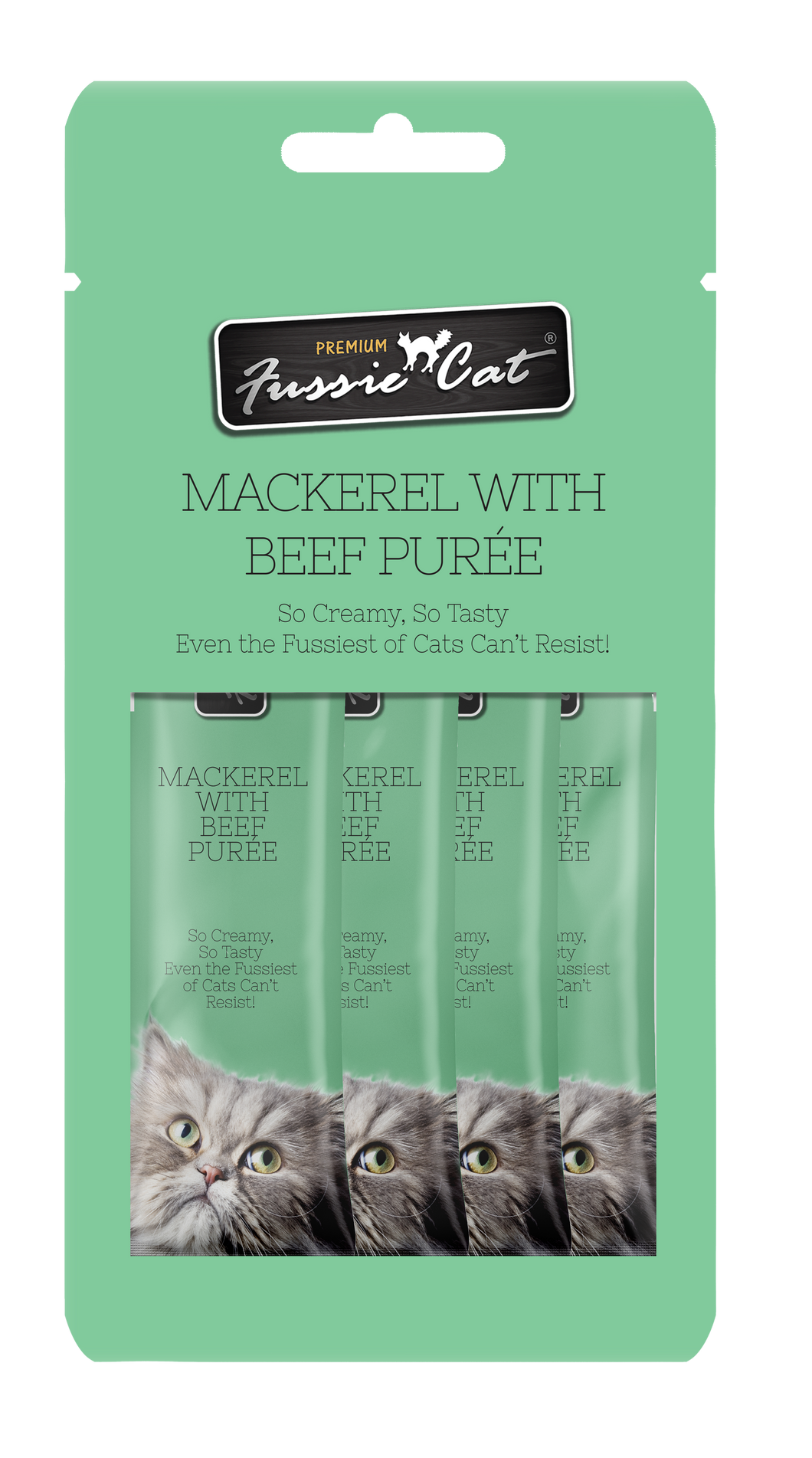 Fussie Cat Purée - Mackerel with Beef 4pk 2oz Bag