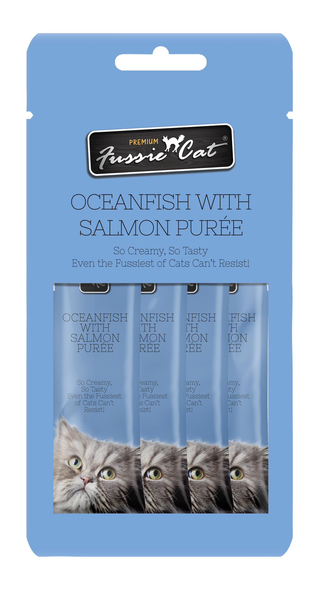 Fussie Cat Purée - Oceanfish with Salmon 4pk 2oz Bag