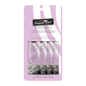 Fussie Cat Purée - Tuna with Chicken 4pk 2oz Bag