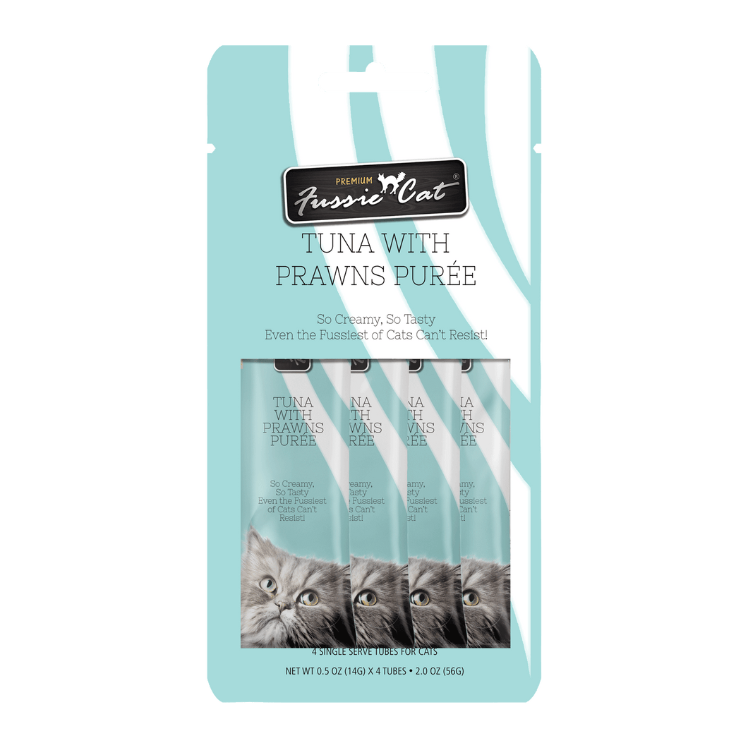 Fussie Cat Purée - Tuna with Prawns 4pk 2oz Bag