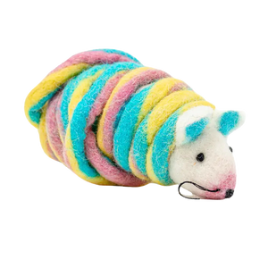 Cat In the Box LLC Wool Mouse 6' Tail Cat Toy - Unicorn Swirl