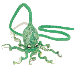 Cat In the Box LLC Wool Octopus Cat Toy W/ 4' Tether - Sea Kelp Green