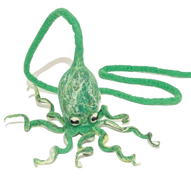 Cat In the Box LLC Wool Octopus Cat Toy W/ 4' Tether - Sea Kelp Green