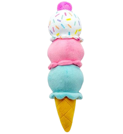 ThoozyPet Birthday 3-Scoop Ice Cream Cone Plush Dog Toy