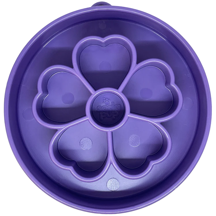 SodaPup Flower Design eBowl Enrichment Slow Feeder Bowl for Dogs - Purple