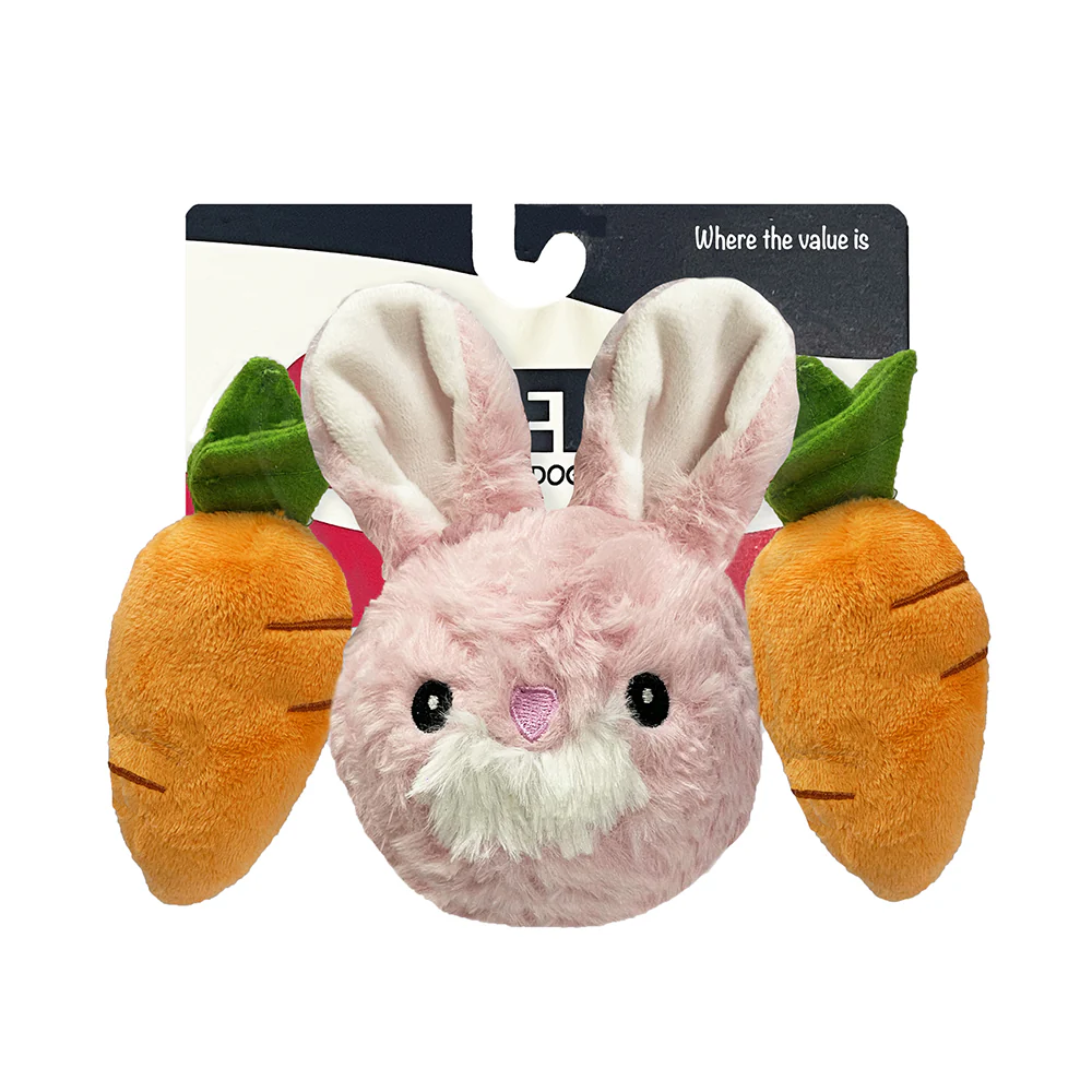 *Seasonal - SPRING* Petlou Plush Dog Toy - EZ Squeaky Triple Pack - Rabbit Ball & Carrots 4