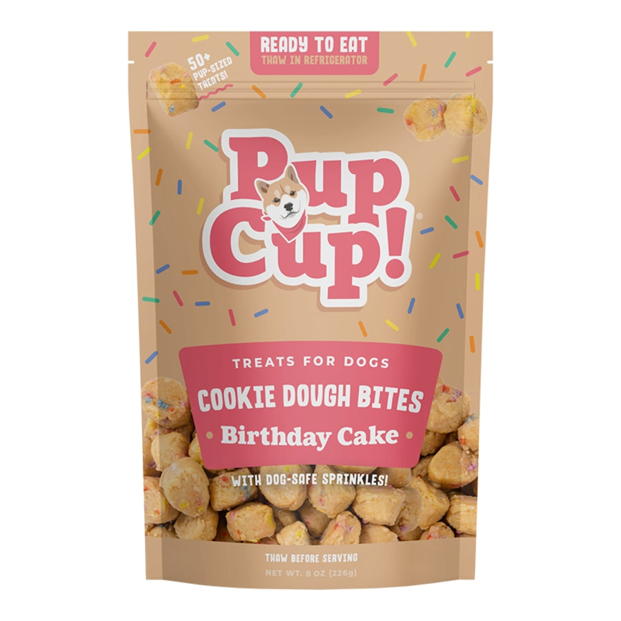 PupCup Frozen Cookie Dough Bites for Dogs - Birthday Cake Flavor 8oz bag