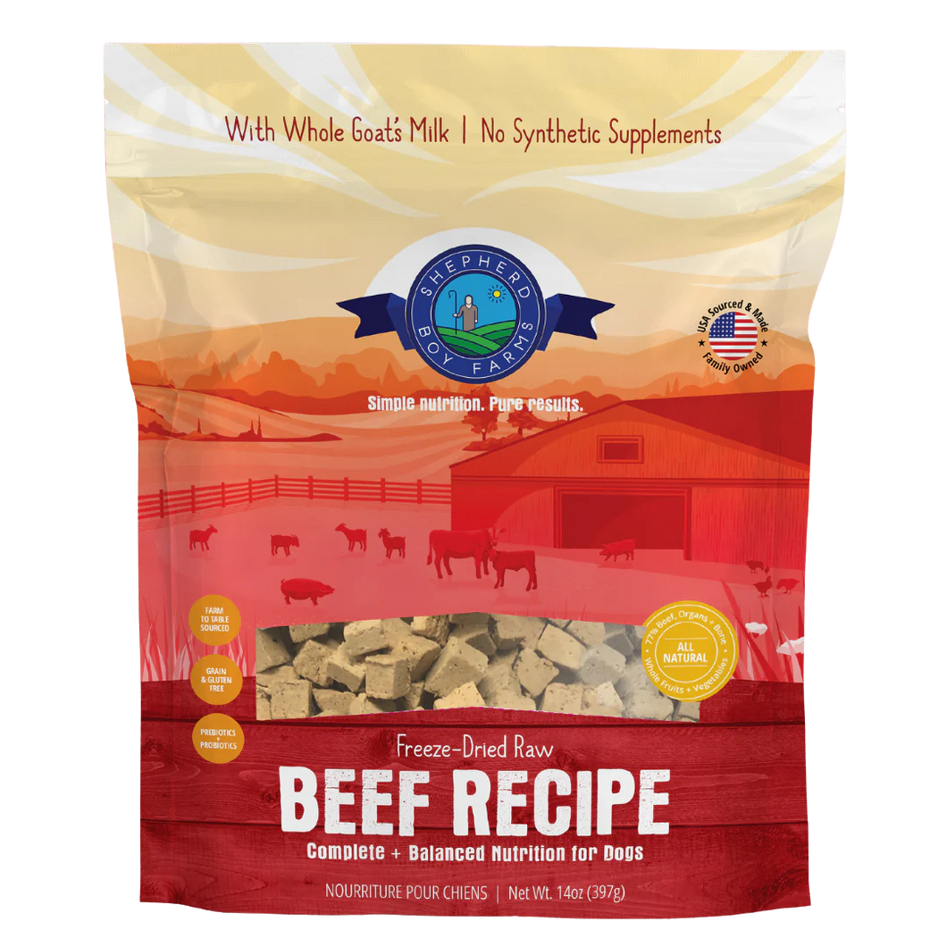Shepherd Boy Farms Freeze-Dried Dog or Cat Food - Beef Recipe 14oz bag