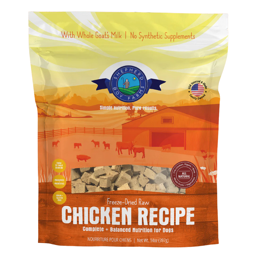 Shepherd Boy Farms Freeze-Dried Dog or Cat Food - Chicken Recipe 14oz bag