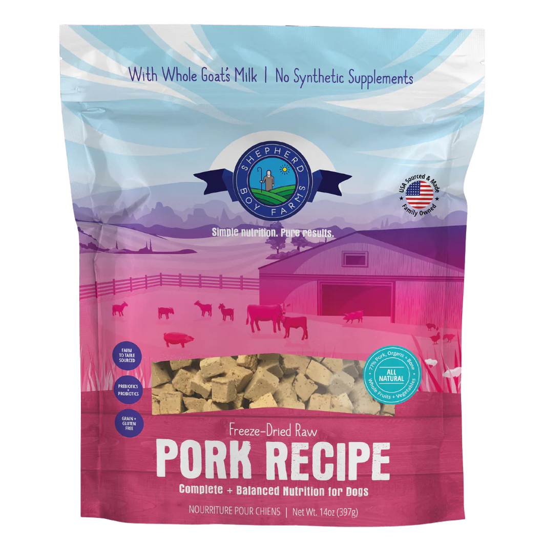 Shepherd Boy Farms Freeze-Dried Dog or Cat Food - Pork Recipe 14oz bag