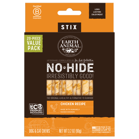 Earth Animal No-Hide Chews Packages - Chicken Stix 20pk
