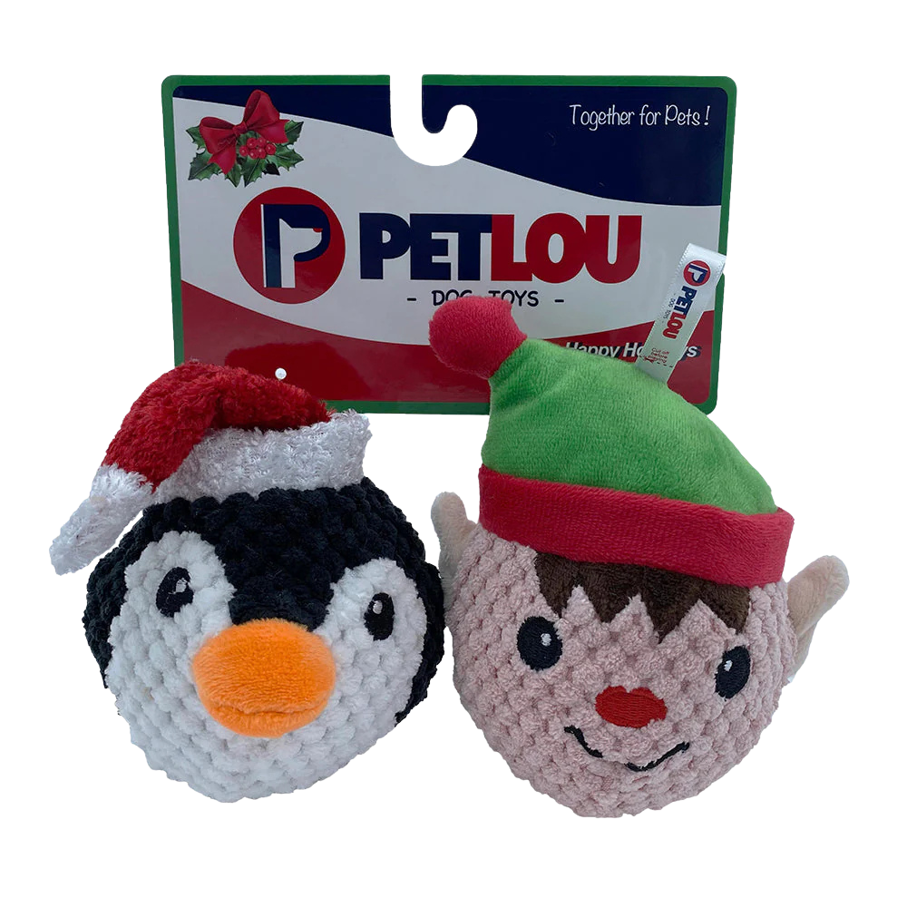 *Seasonal - WINTER* Petlou Plush Dog Toy - EZ Squeaky Twin Pack - Penguin & Elf 4