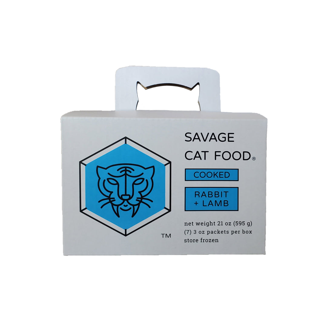 Savage Cat Food Frozen Cooked - Rabbit + Lamb 21oz Box - 3oz Individua ...