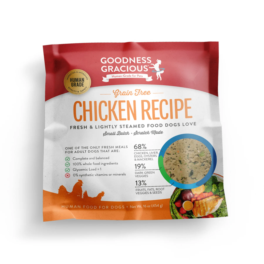 Goodness Gracious Frozen Gently Cooked Chicken Recipe for Dogs - 16oz Pouch