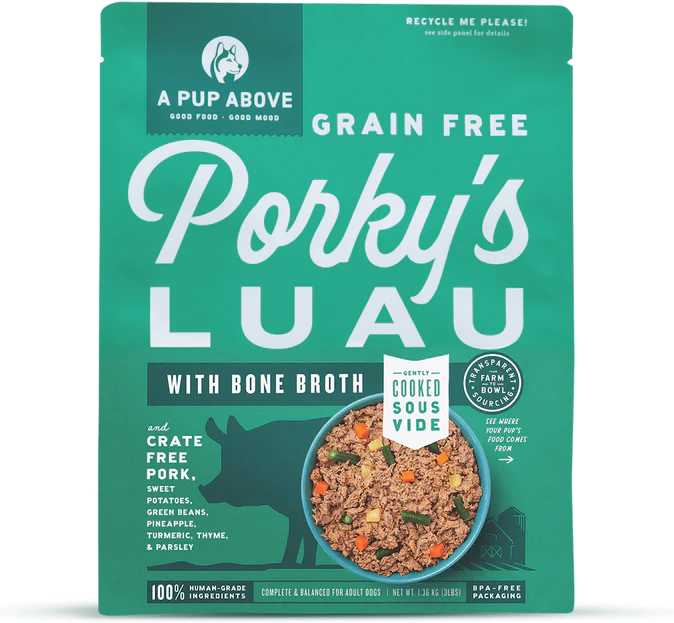 A Pup Above Frozen Gently Cooked Dog Food Porky's Luau