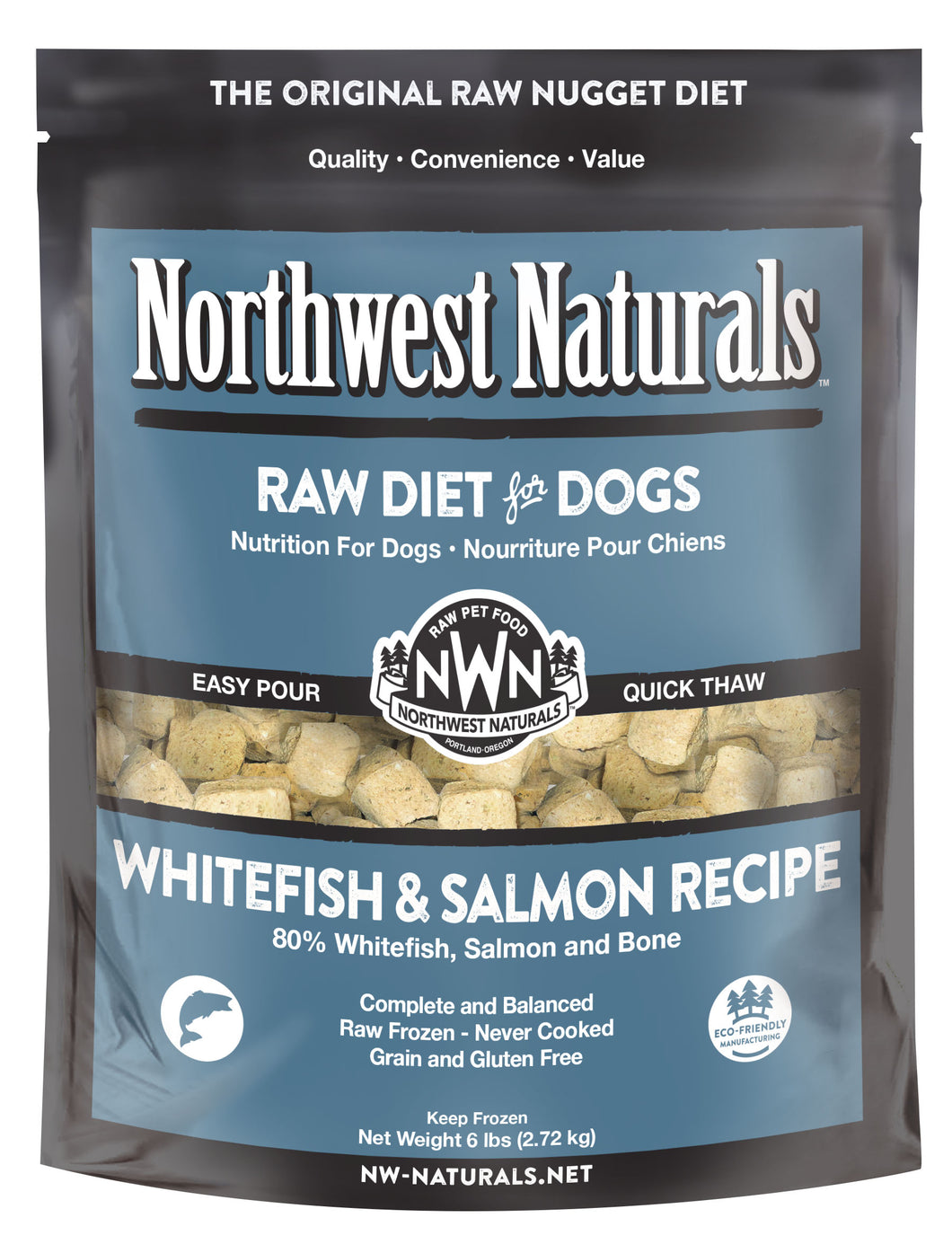 Northwest Naturals Frozen Raw Nuggets - Whitefish & Salmon - 6lb Bag