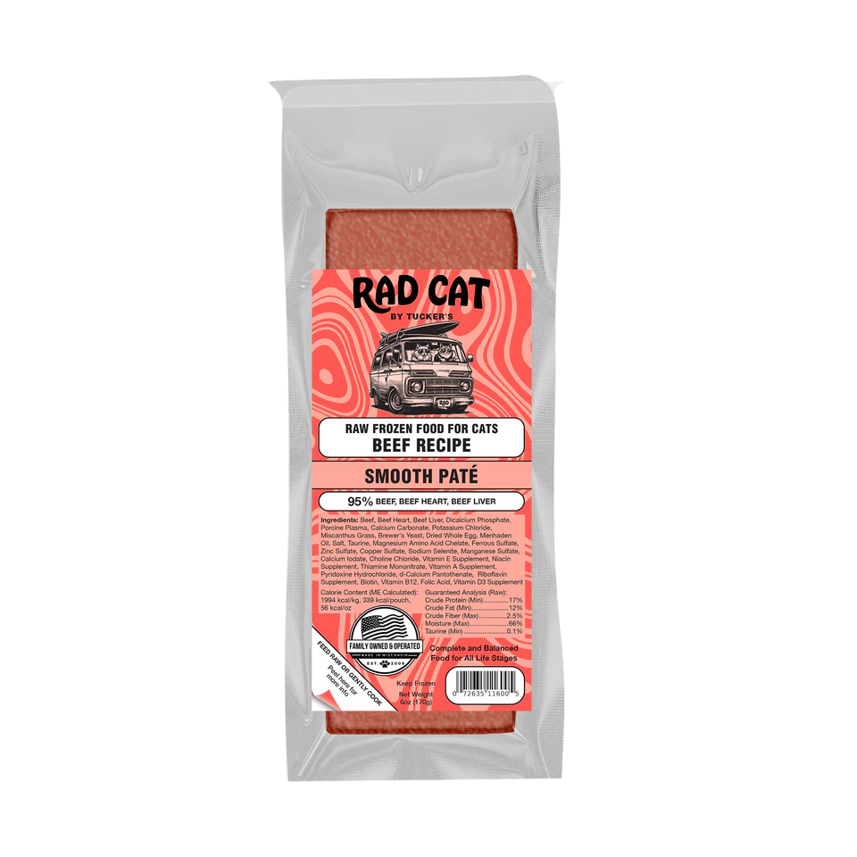 Rad Cat Frozen Raw Cat Food - Beef - Smooth Paté - 6oz Pouch – The ...