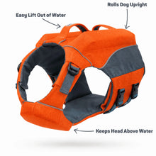 Load image into Gallery viewer, *Seasonal - SUMMER* BayDog Monterey Bay Dog LifeJacket Offshore - Blaze Orange -
