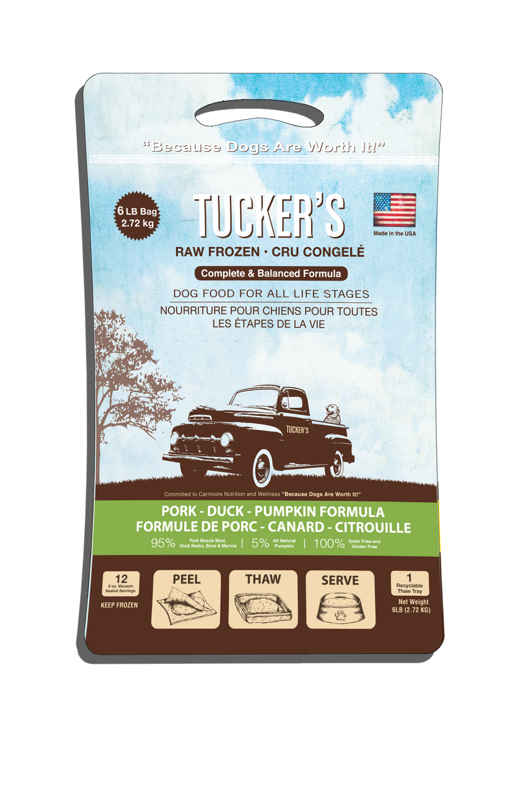 Tucker's Raw Frozen Dog Food - Pork, Duck & Pumpkin 6lb Bag