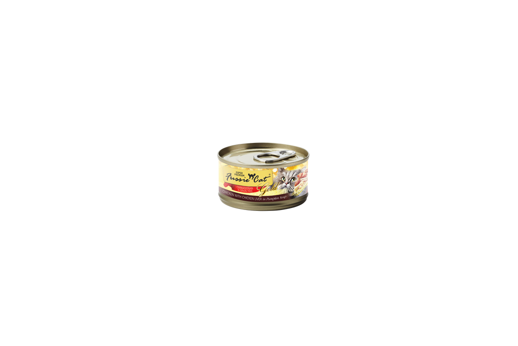 Fussie Cat Wet Cat Food Grain Free Super Premium Chicken with Chicken Liver in Pumpkin Soup 2.82oz Can Single
