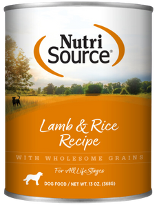 NutriSource Wet Dog Food Lamb & Rice Formula 13oz Can Single