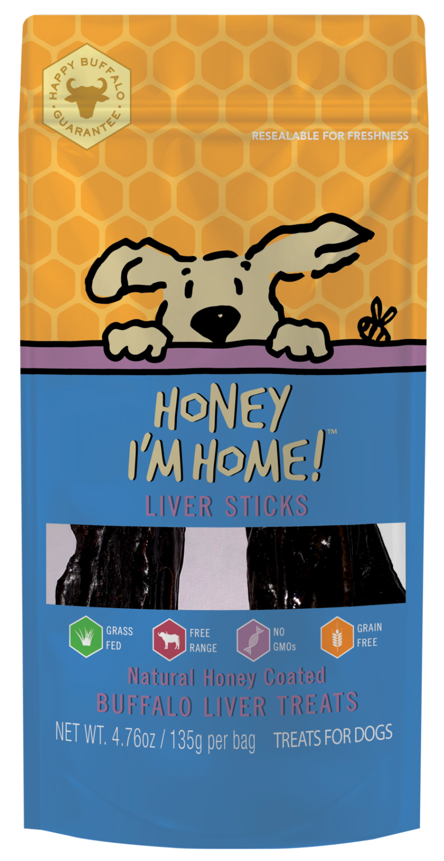 Honey I'm Home! Buffalo Liver Sticks 4.76oz Bag