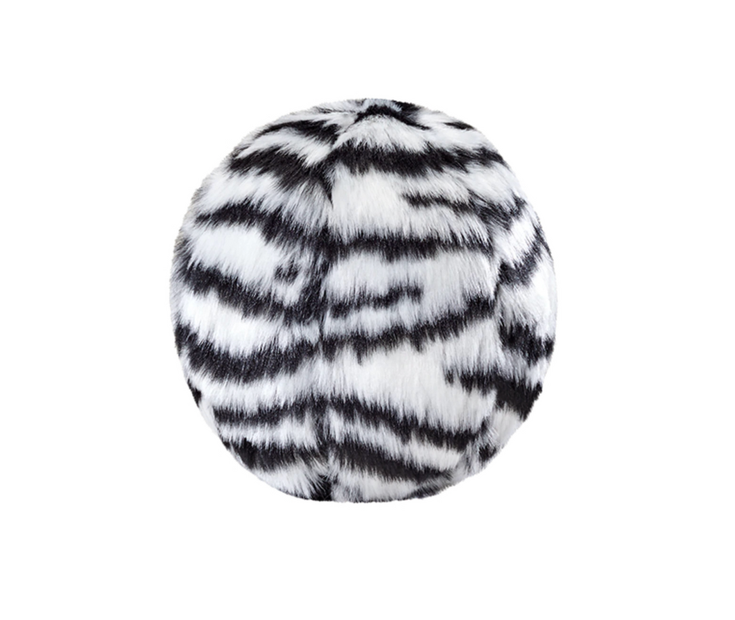 Fluff & Tuff Squeakerless Zebra Ball Small