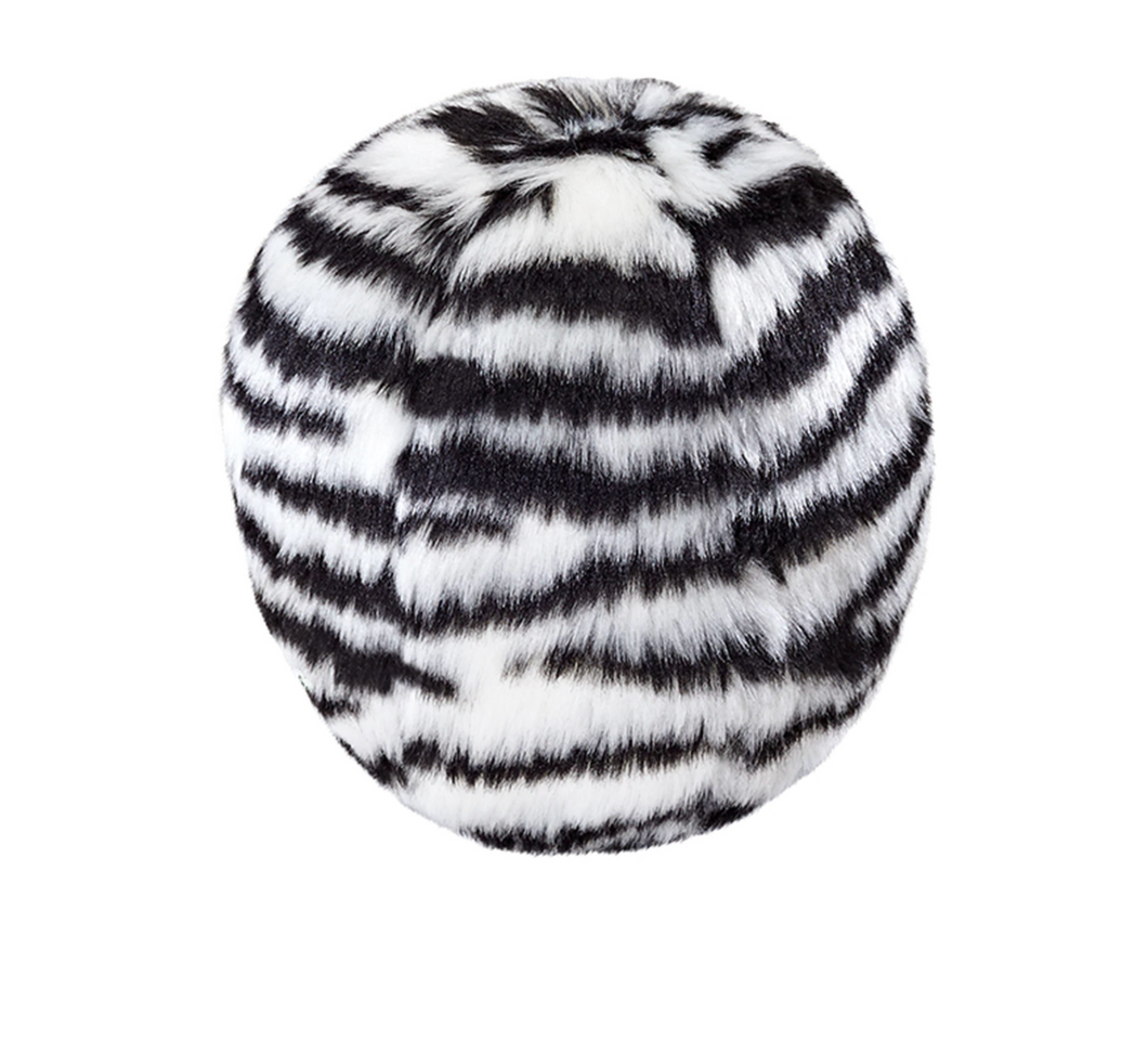 Fluff & Tuff Squeakerless Zebra Ball Medium