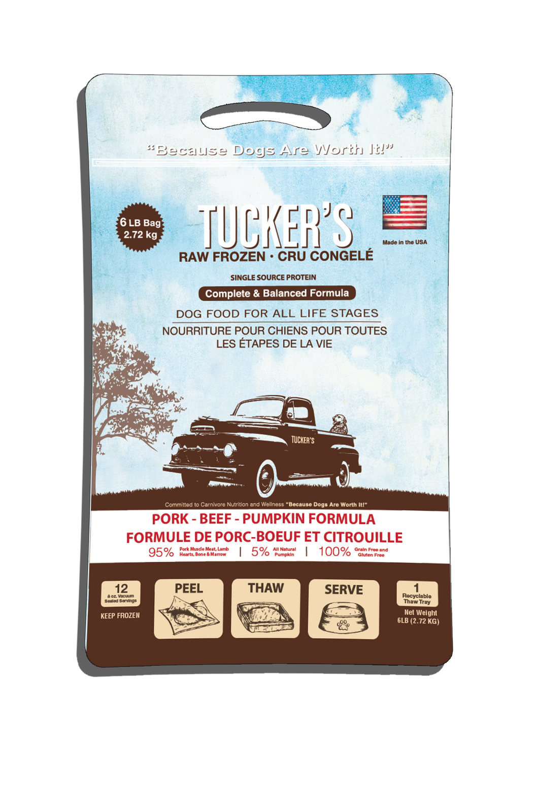 Tucker's Raw Frozen Dog Food - Pork, Beef & Pumpkin 6lb Bag